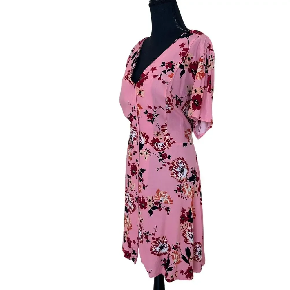 City Chic Pink Floral Mini Wrap Dress Size 20 Work Party Wedding Romantic $100 - Picture 7 of 10